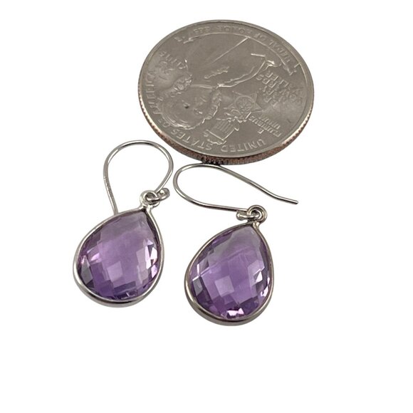 Sterling Silver Amethyst Teardrop Earrings  Gift For Her - Picture 4 of 7
